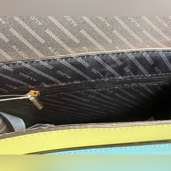 Aldo NWT Colorful Pink Blue Yellow Satchel Crossbody & Scarf Purse Bag (P054) - Picture 7 of 11